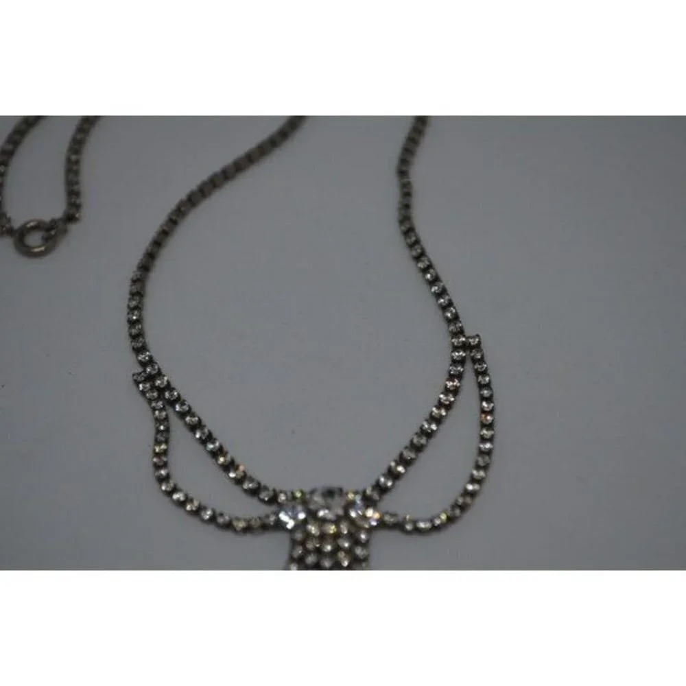 Clear Rhinestone Necklace Vintage - Picture 4 of 7
